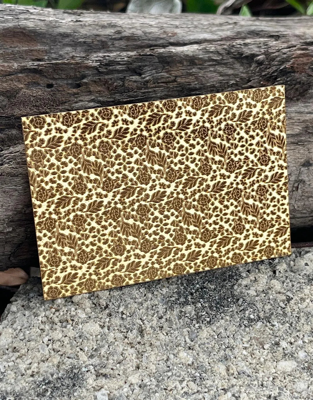 XLP0143 = Floral Zigzag Pattern Laser Engraved Metal Sheet 3x2" = Textured Jewelry Blank = Copper, Brass & More
