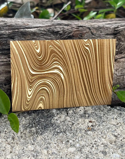XLP0145 = Oil Slick Laser Engraved Metal Sheet 3x2" = Textured Jewelry Blank = Copper, Brass & More