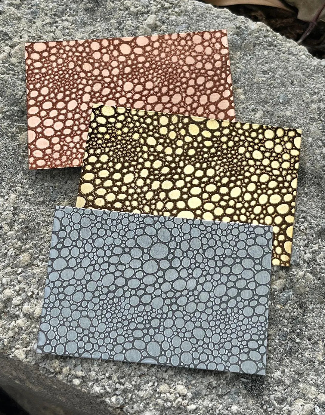 XLP0146 = Foam Laser Engraved Metal Sheet 3x2" = Textured Jewelry Blank = Copper, Brass & More