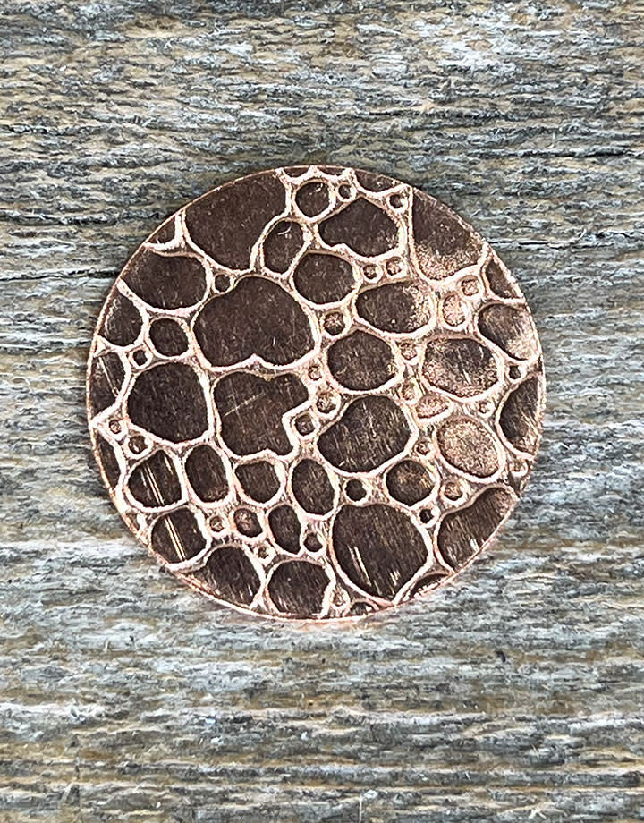 CSP609 = Pattern Copper Disc 1" x 24ga "Raindrops" (Pkg/6)