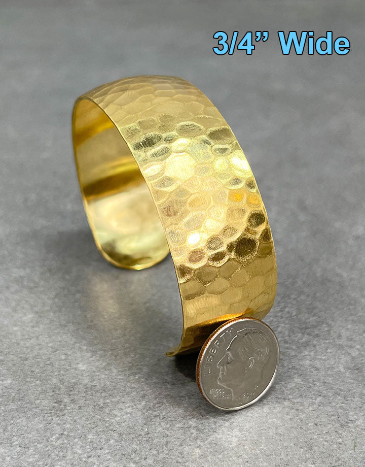 MSBR1041 = Hammered Domed Brass Cuff Bracelet 3/4'' Wide