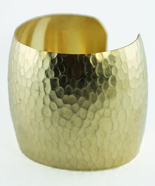 MSBR1044 = Hammered Domed Brass Cuff Bracelet 1-15/16'' Wide