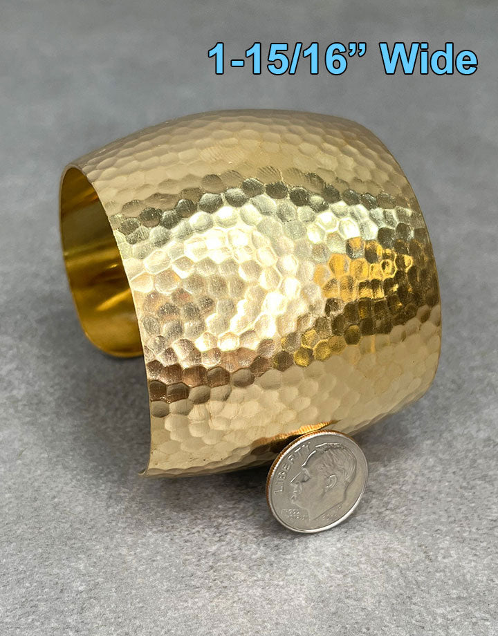 MSBR1044 = Hammered Domed Brass Cuff Bracelet 1-15/16'' Wide