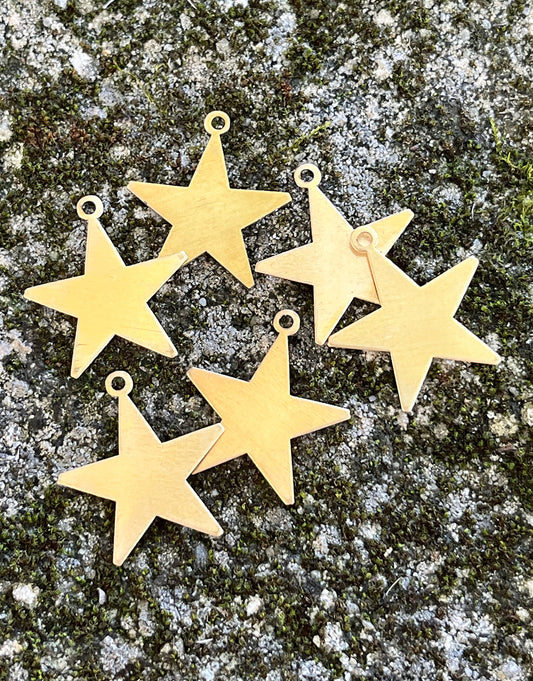 MSBR53024 = BRASS SHAPE - STAR with RING  7/8'' 24ga (Pkg of 6)