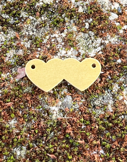 MSBR70624 = Brass Shape - Double Heart with Holes 8 x 18mm (Pkg of 6)