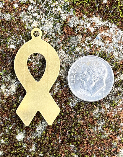 MSBR74024 = Brass Shape - Support Ribbon with Ring 17 x 37mm (Pkg of 6)