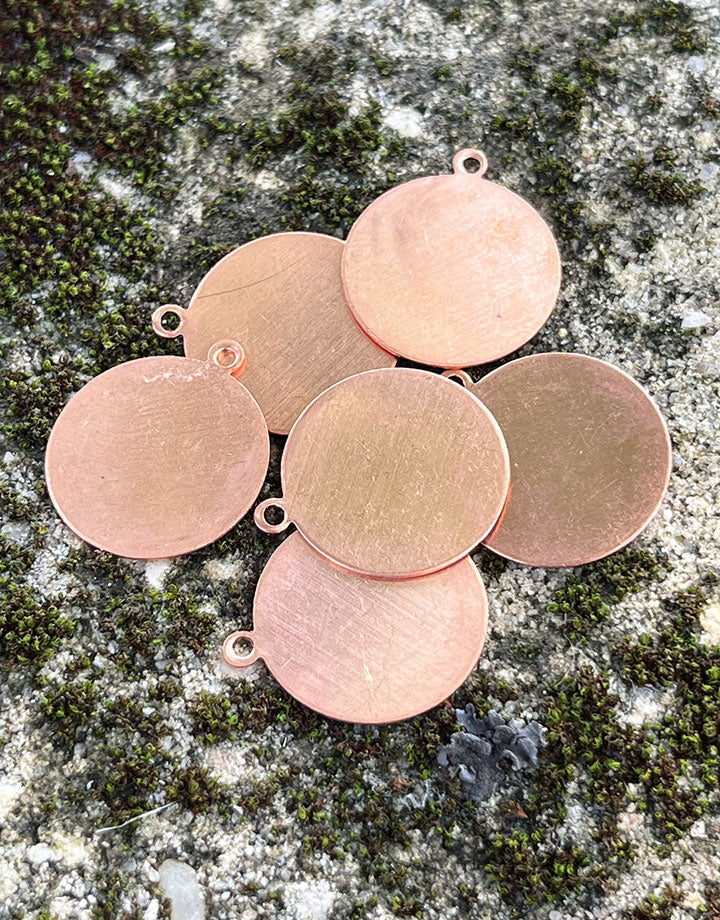 MSC11524 = COPPER SHAPE - ROUND with RING 24ga 3/4''  (Pkg of 6)