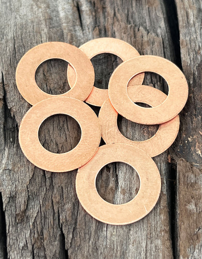 MSC16824 = Copper Washer 24ga 3/4''x3/8'' ID (Pkg of 6)