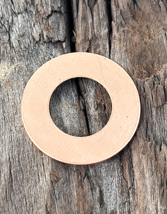MSC16924 = Copper Washer 24ga 1'' x1/2'' ID (Pkg of 6)