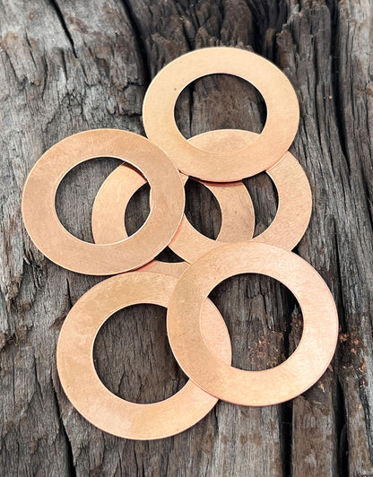 MSC17024 = Copper Washer 24ga 1-1/4'' x3/4'' ID (Pkg of 6)