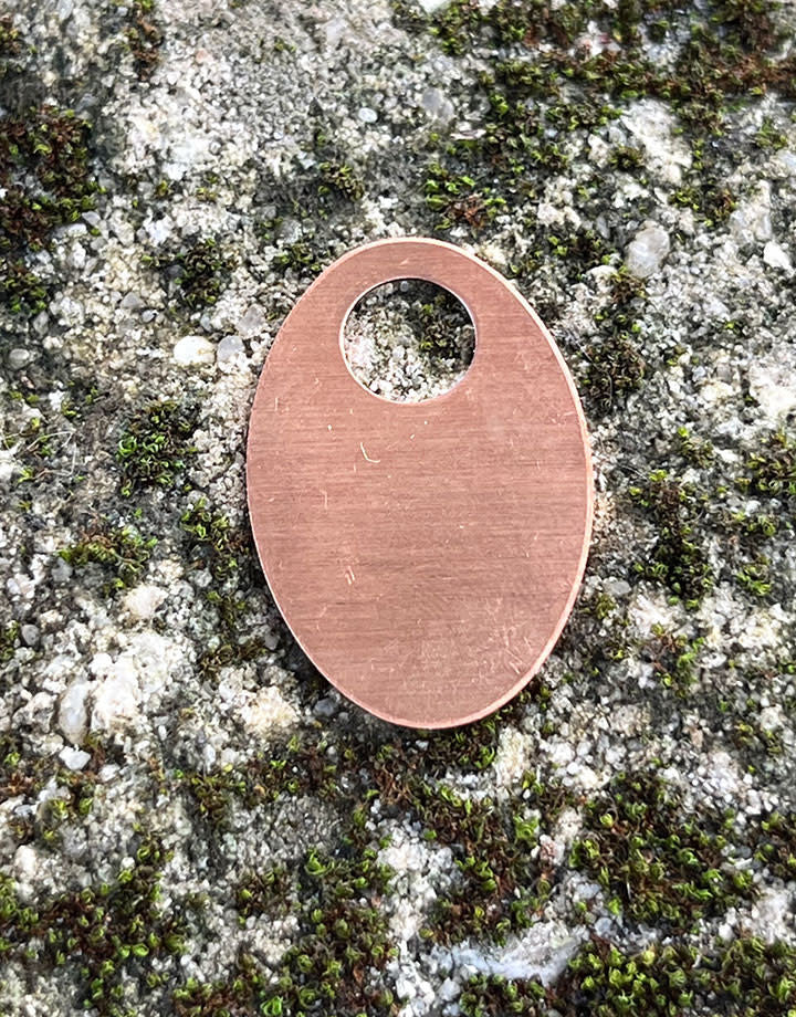 MSC21124 = COPPER SHAPE - OVAL with 5/16'' ID HOLE 24ga 1-3/16'' x 3/4''  (Pkg of 6)