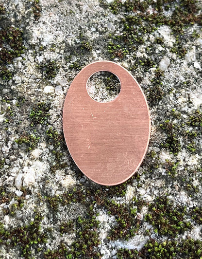 MSC21124 = COPPER SHAPE - OVAL with 5/16'' ID HOLE 24ga 1-3/16'' x 3/4''  (Pkg of 6)