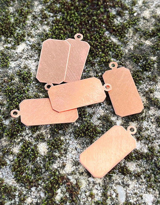 MSC36524 = Copper Shape Rectangle with Ring 24ga 1'' x 7/16''  (Pkg of 6)
