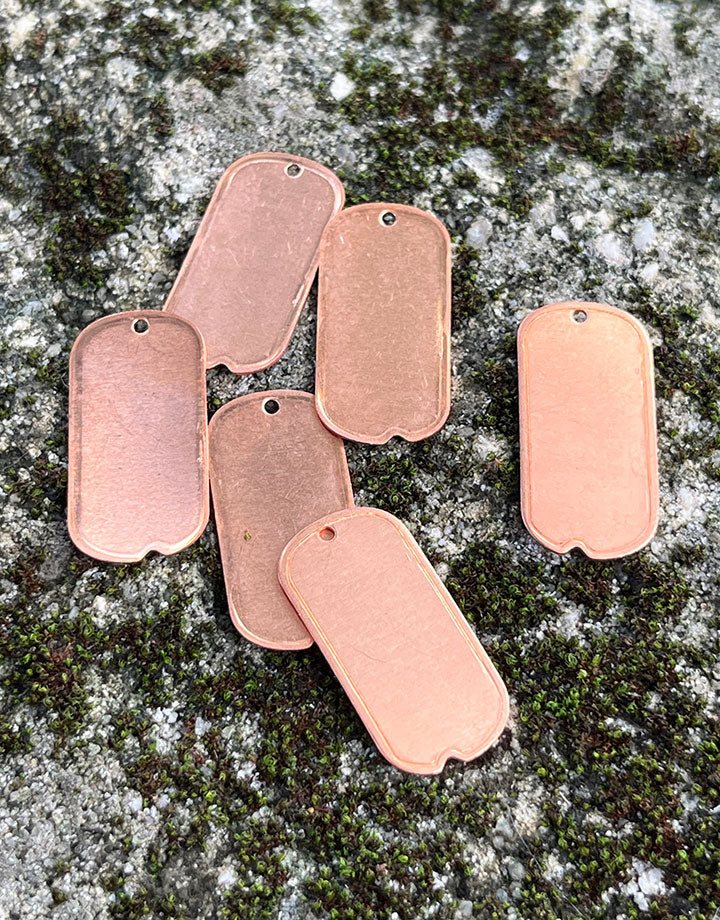 MSC37424 = COPPER SHAPE - DOG TAG with HOLE 24ga 3/4'' x 1/2'' (Pkg of 6)