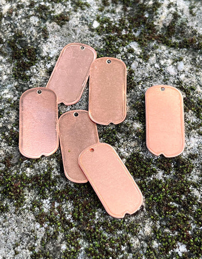 MSC37424 = COPPER SHAPE - DOG TAG with HOLE 24ga 3/4'' x 1/2'' (Pkg of 6)