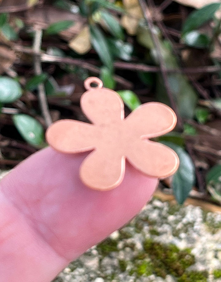 MSC40824 = COPPER SHAPE - FLOWER with RING  24ga 1''  (Pkg of 6)