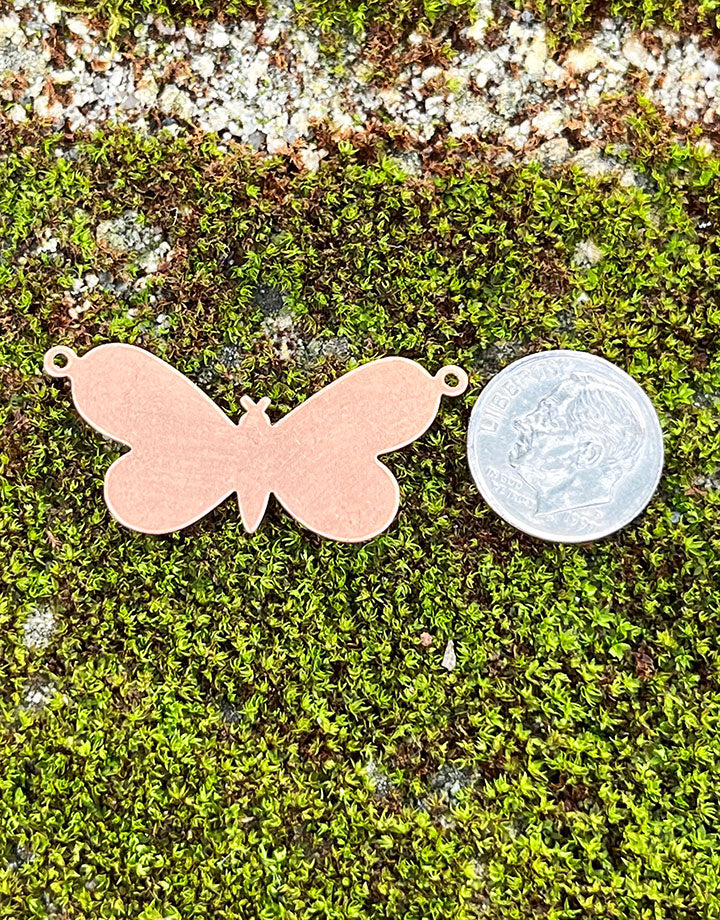 MSC54224 = COPPER SHAPE - BUTTERFLY with 2 RINGS 24ga 1-5/16'' x 3/4'' (Pkg of 6)