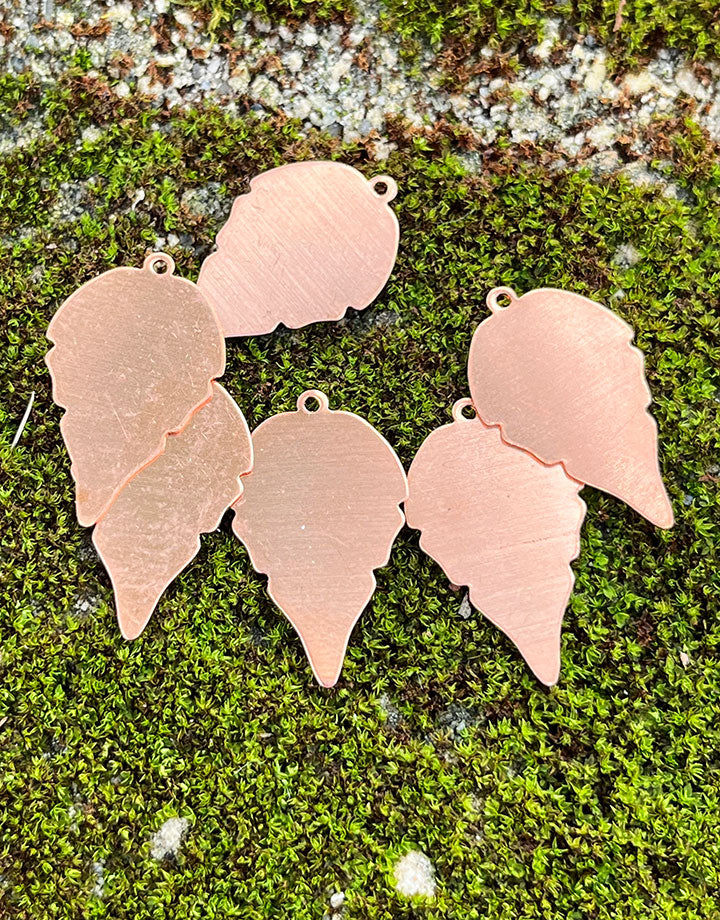 MSC55124 = COPPER SHAPE - LEAF with RING 24ga 27mm x 18mm  (Pkg of 6)