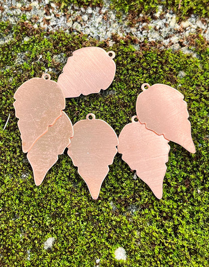 MSC55124 = COPPER SHAPE - LEAF with RING 24ga 27mm x 18mm  (Pkg of 6)