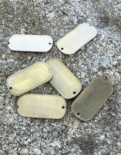 MSN37524 = NICKEL SILVER SHAPE - DOG TAG with HOLE 24ga  3/4 x 1'' (Pkg of 6)