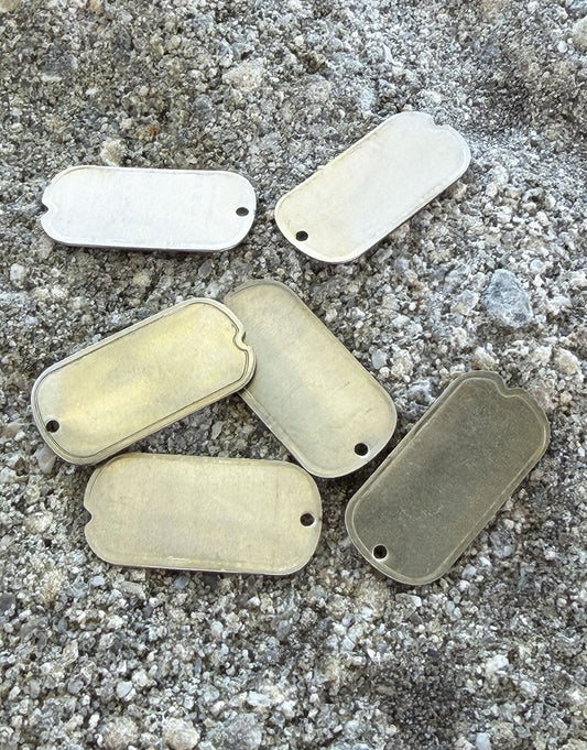 MSN37524 = NICKEL SILVER SHAPE - DOG TAG with HOLE 24ga  3/4 x 1'' (Pkg of 6)
