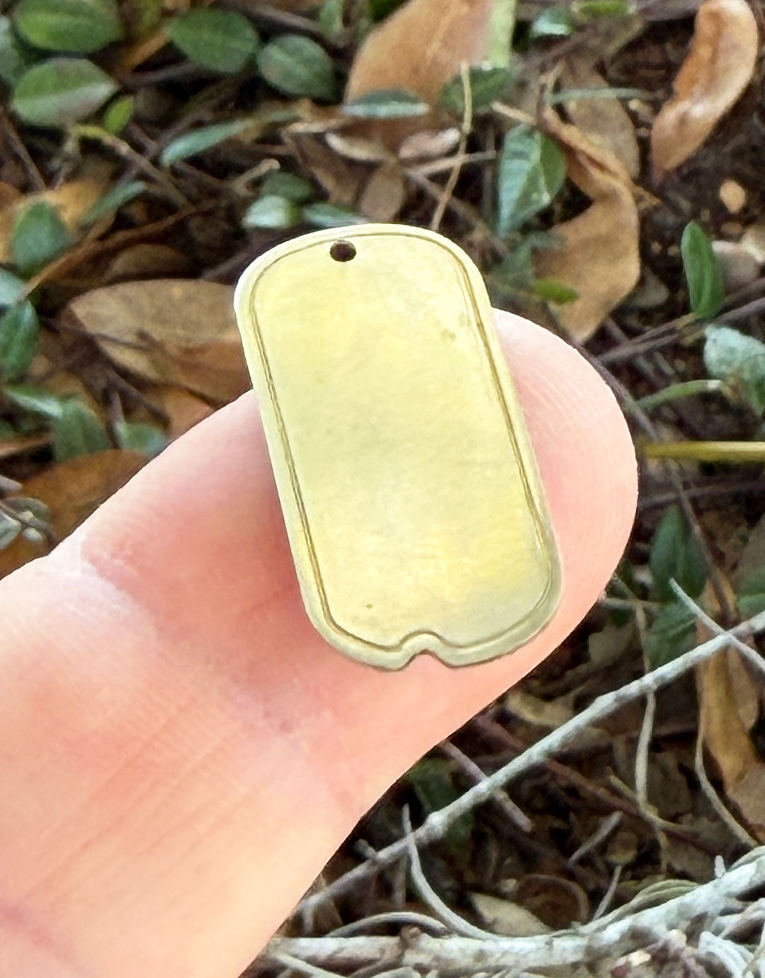 MSN37524 = NICKEL SILVER SHAPE - DOG TAG with HOLE 24ga  3/4 x 1'' (Pkg of 6)