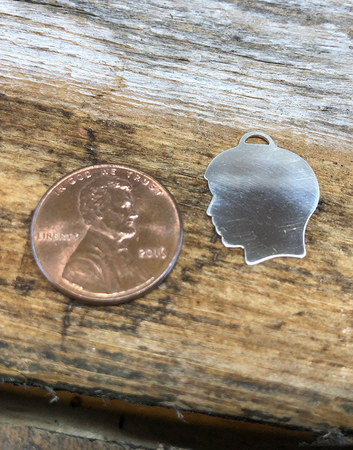 MSS2407 = Sterling Stamping Boy Head 19.7 x 15.5mm (24ga) (Pkg of 2)