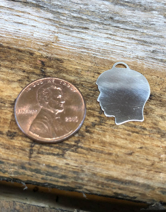 MSS2407 = Sterling Stamping Boy Head 19.7 x 15.5mm (24ga) (Pkg of 2)