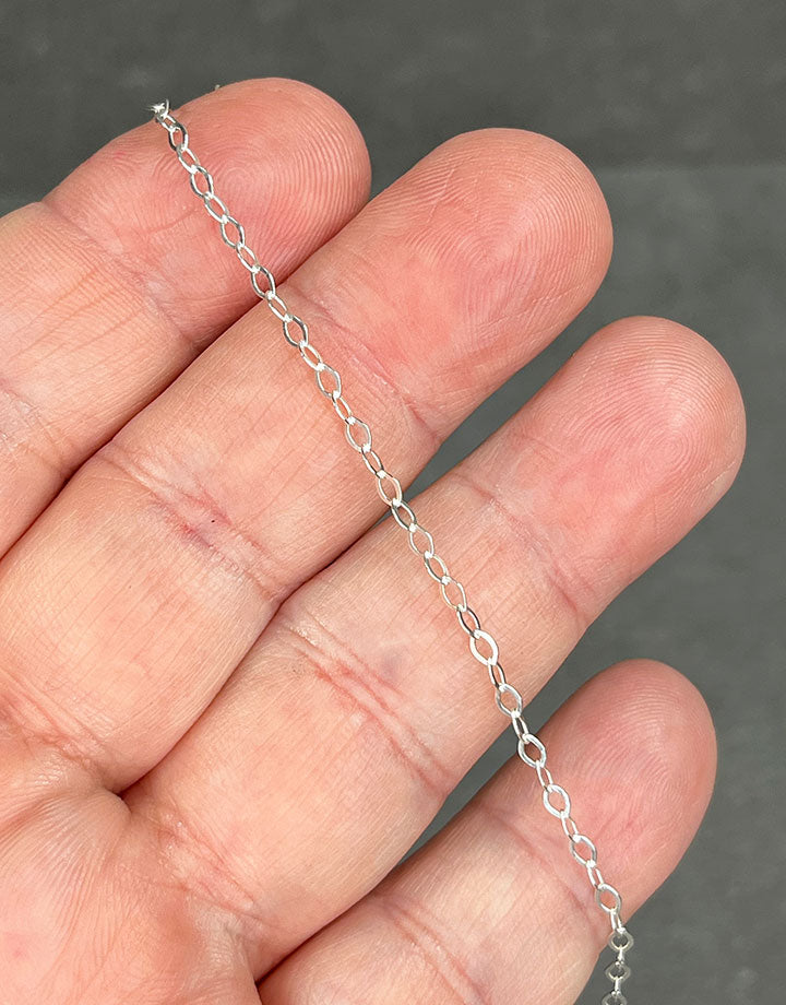 OFcable2.4 = Sterling 2.4mm Oval Flat Cable Necklace