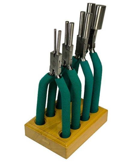 PL6087 = Wubber Oval Mandrel Plier Set in Wood Stand