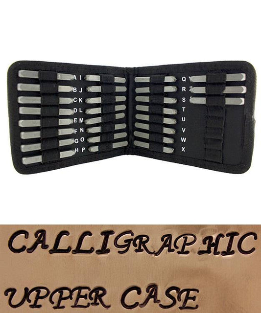PN970 = Letter Punch Set Calligraphic Upper Case 27pcs   3mm Imprint