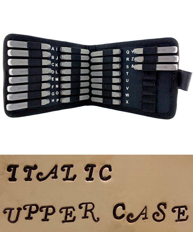 PN976 = Letter Punch Set 3mm STYLISH ITALIC UPPER CASE 27pcs with CASE