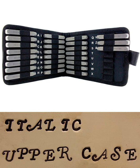 PN976 = Letter Punch Set 3mm STYLISH ITALIC UPPER CASE 27pcs with CASE