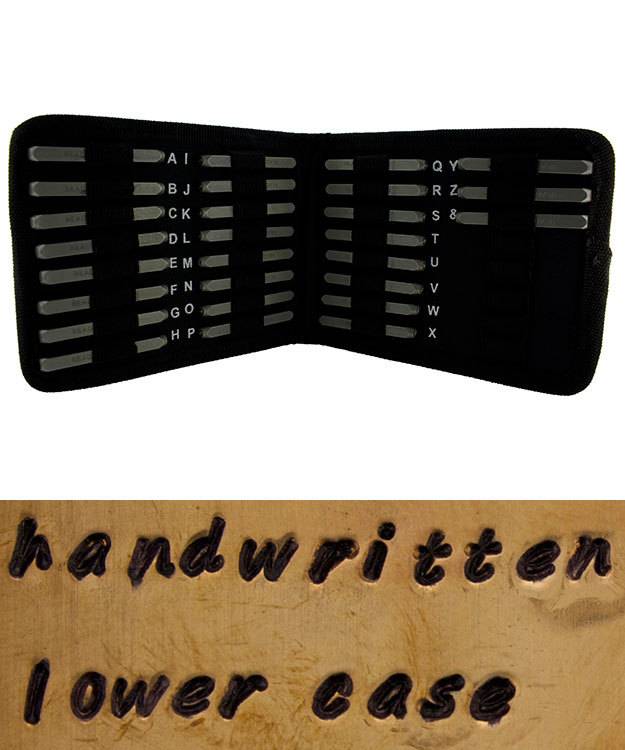 PN979 = Letter Punch Set 2mm HANDWRITTEN LOWER CASE 27pcs with CASE