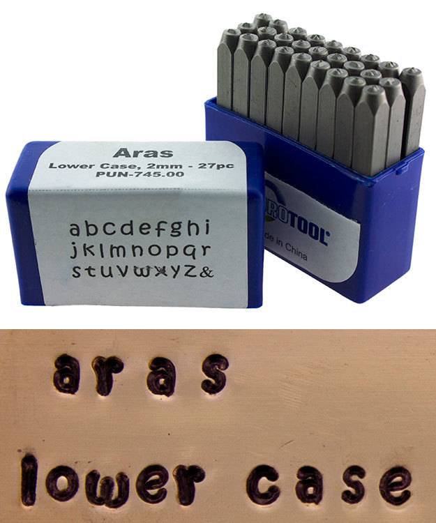 PN996 = Letter Punch Set 2mm ARAS LOWER CASE 27pcs