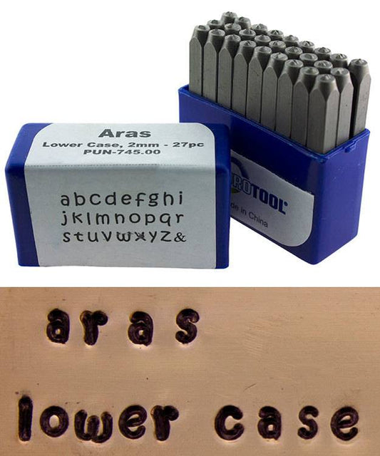 PN996 = Letter Punch Set 2mm ARAS LOWER CASE 27pcs