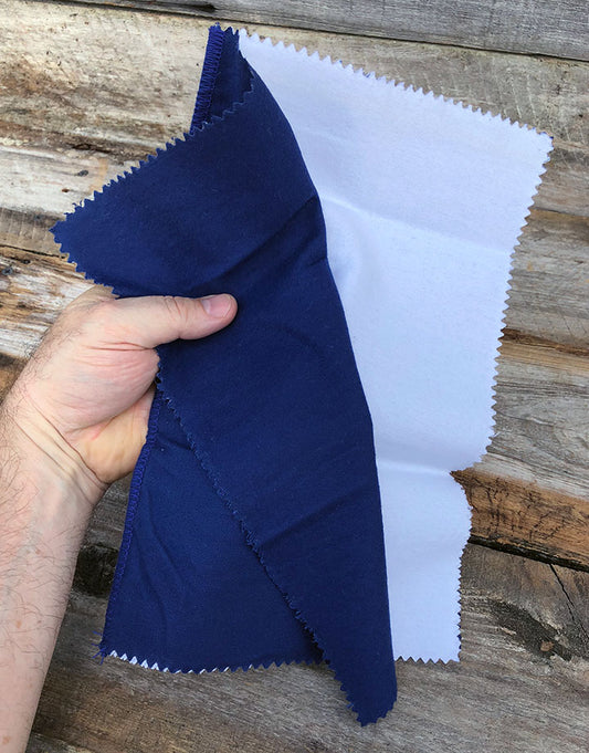 PS120 = Polishing Cloth 12'' x 15'' - 2 Part Blue & White