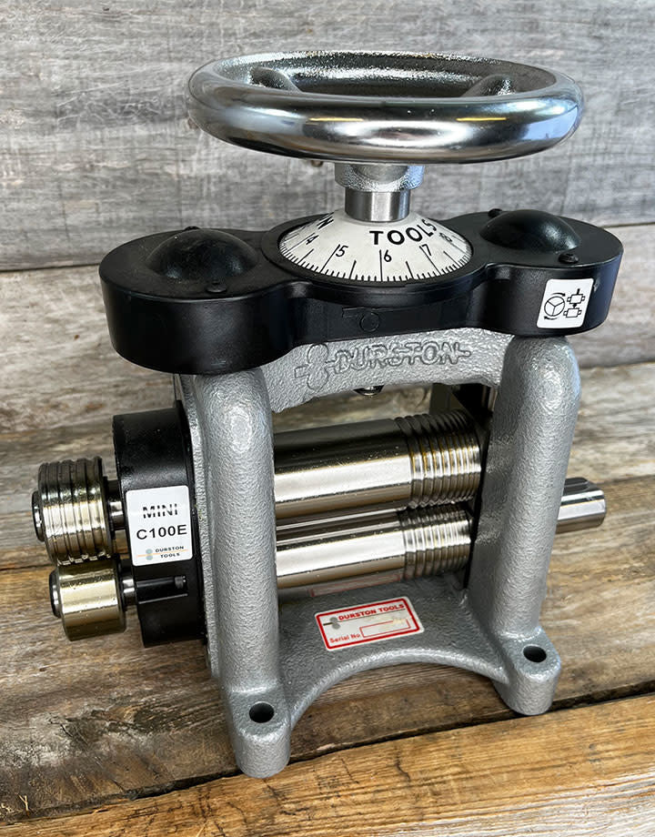 RM1003 = Mini C100E Combo Rolling Mill with Extensions by Durston