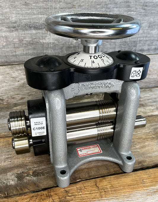 RM1003 = Mini C100E Combo Rolling Mill with Extensions by Durston