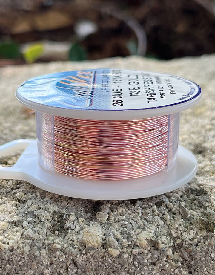 WR6726R = CRAFT WIRE TARNISH RESISTANT ROSE GOLD ROUND WIRE 26ga 15 YARDS