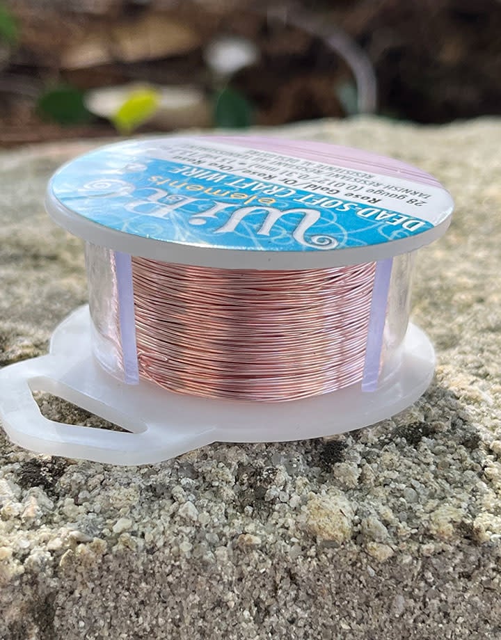 WR6728R = CRAFT WIRE TARNISH RESISTANT ROSE GOLD ROUND WIRE 28ga 15 YARDS