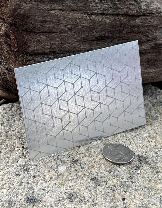 XLP0003 = Hexagon Dots Laser Engraved Metal Sheet 3x2" = Textured Jewelry Blank = Copper, Brass & More
