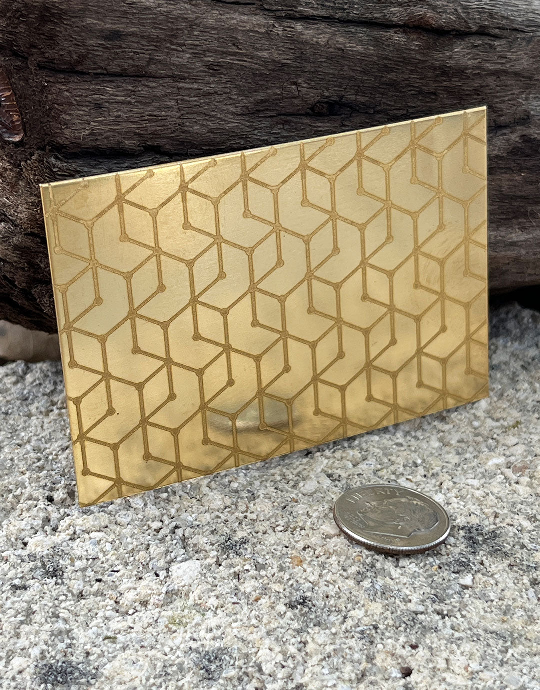 XLP0003 = Hexagon Dots Laser Engraved Metal Sheet 3x2" = Textured Jewelry Blank = Copper, Brass & More