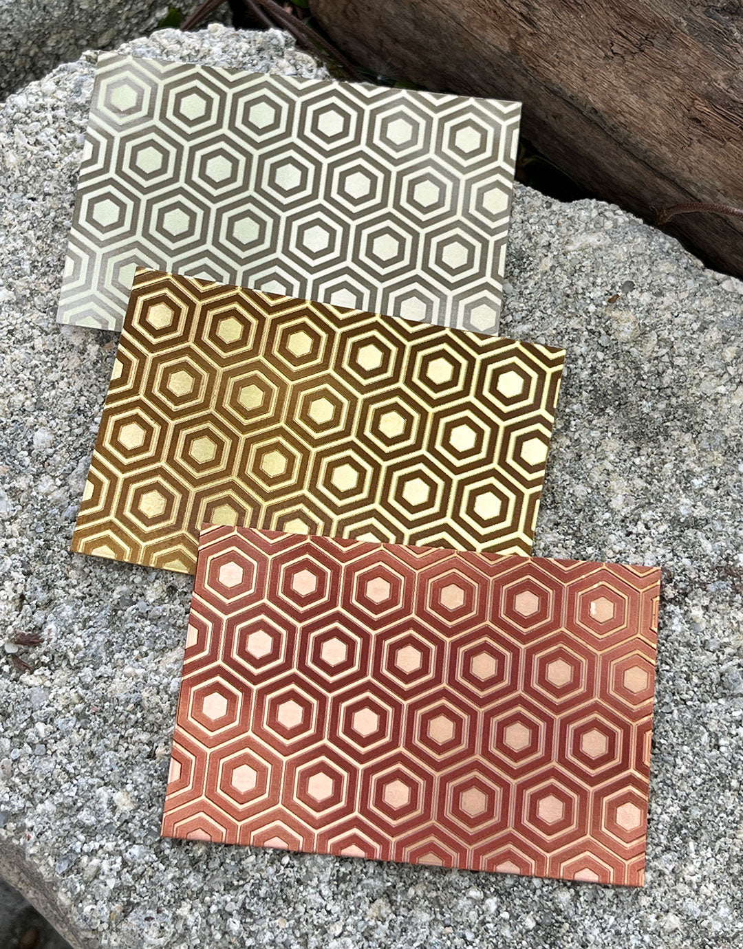 XLP0004 = Bold Hexagons Laser Engraved Metal Sheet 3x2" = Textured Jewelry Blank = Copper, Brass & More