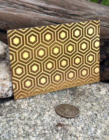 XLP0004 = Bold Hexagons Laser Engraved Metal Sheet 3x2" = Textured Jewelry Blank = Copper, Brass & More