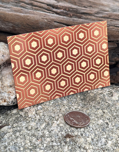 XLP0004 = Bold Hexagons Laser Engraved Metal Sheet 3x2" = Textured Jewelry Blank = Copper, Brass & More