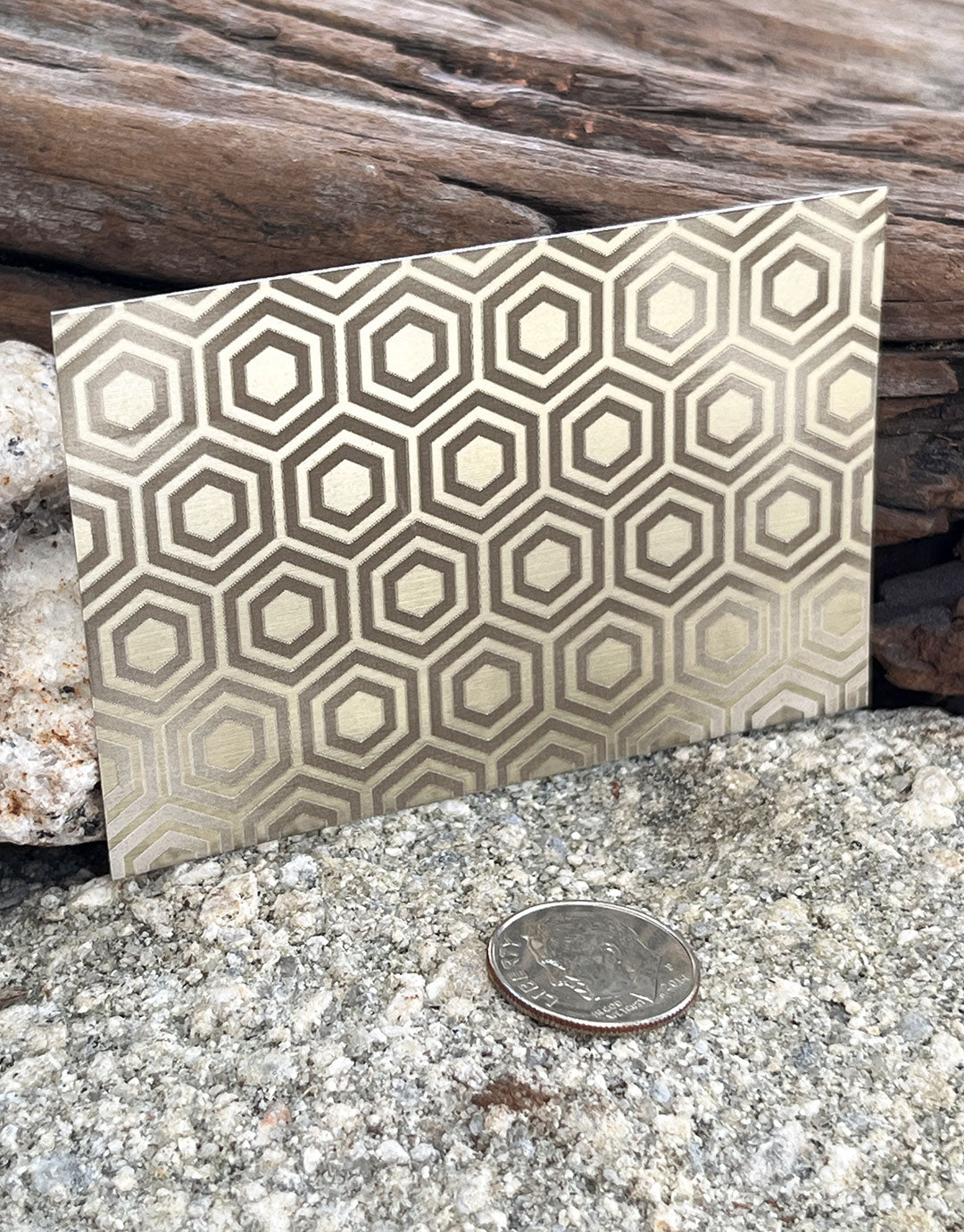 XLP0004 = Bold Hexagons Laser Engraved Metal Sheet 3x2" = Textured Jewelry Blank = Copper, Brass & More