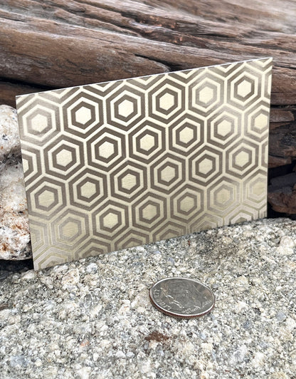 XLP0004 = Bold Hexagons Laser Engraved Metal Sheet 3x2" = Textured Jewelry Blank = Copper, Brass & More