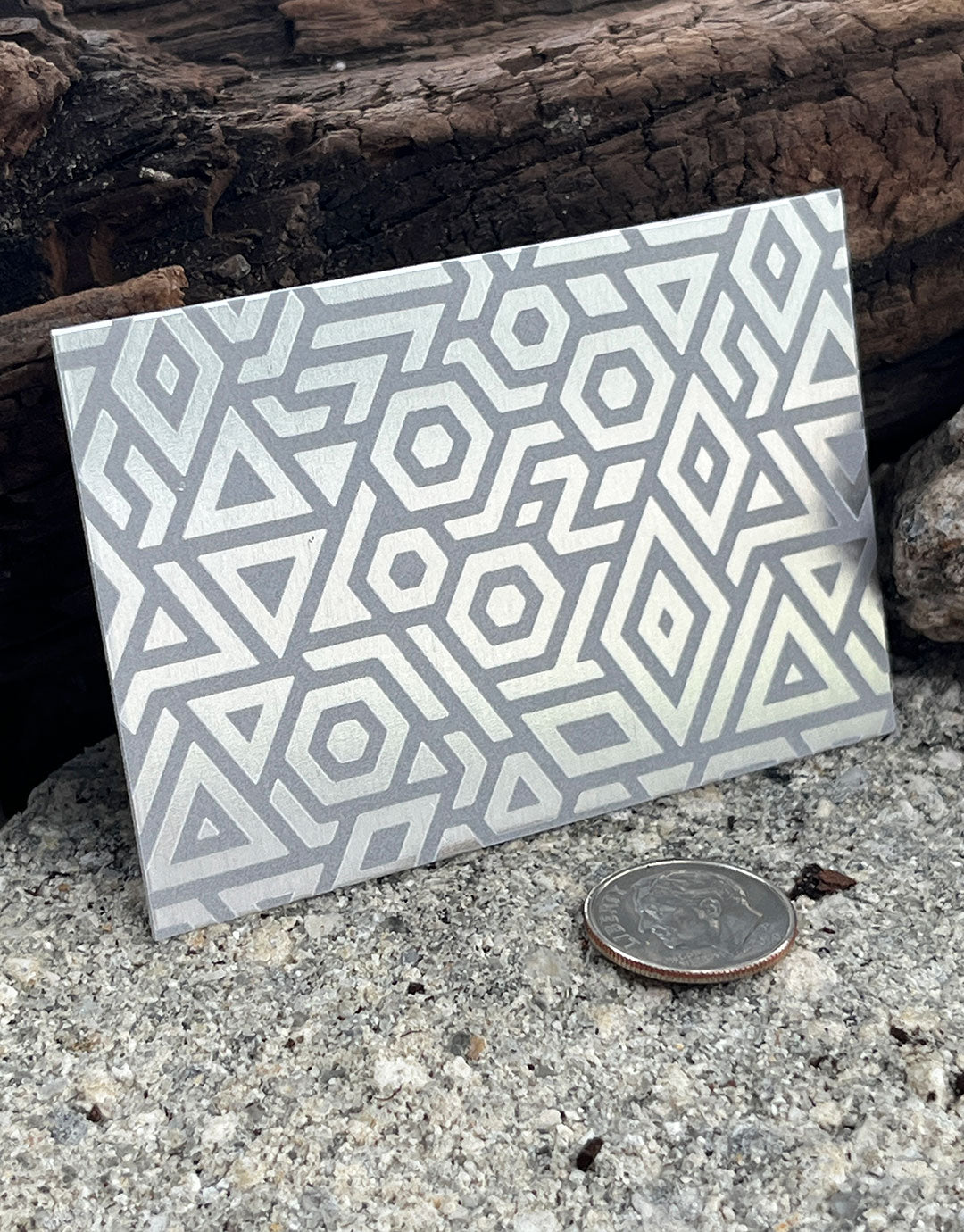 XLP0005 = Bold Geometry Laser Engraved Metal Sheet 3x2" = Textured Jewelry Blank = Copper, Brass & More