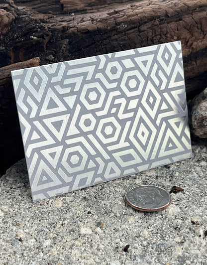 XLP0005 = Bold Geometry Laser Engraved Metal Sheet 3x2" = Textured Jewelry Blank = Copper, Brass & More